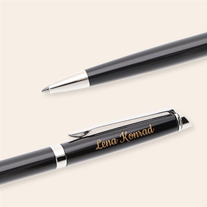 personalisierter Metall-Kugelschreiber mit Gravur Mitbringsel & Geschenk in Premium-Qualität Anthrazit Stift mit Name 
